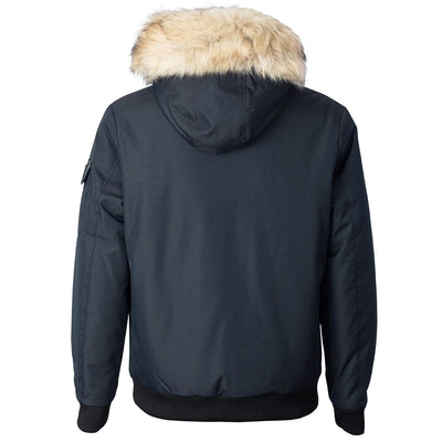 SILVER BIRCH Mens Heavy Padded Midweight Bomber Jacket with Fur Hood and Side Opening Pockets - Winter Warm Padded Coats Outwear