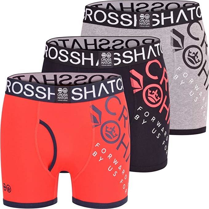 Crosshatch 3 Pack Mens Designer Boxer Shorts Boxers Underwear Trunks Gift Set