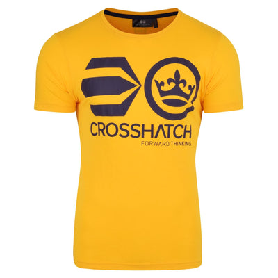 Crosshatch Mens Short Sleeved Crew Neck Graphic Large Logo Cotton Tee