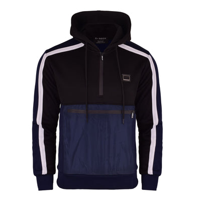 D-Rock Mens Designer Pullover Hoodie Fleece 1/4 Zip Sweatshirt Stripe Top