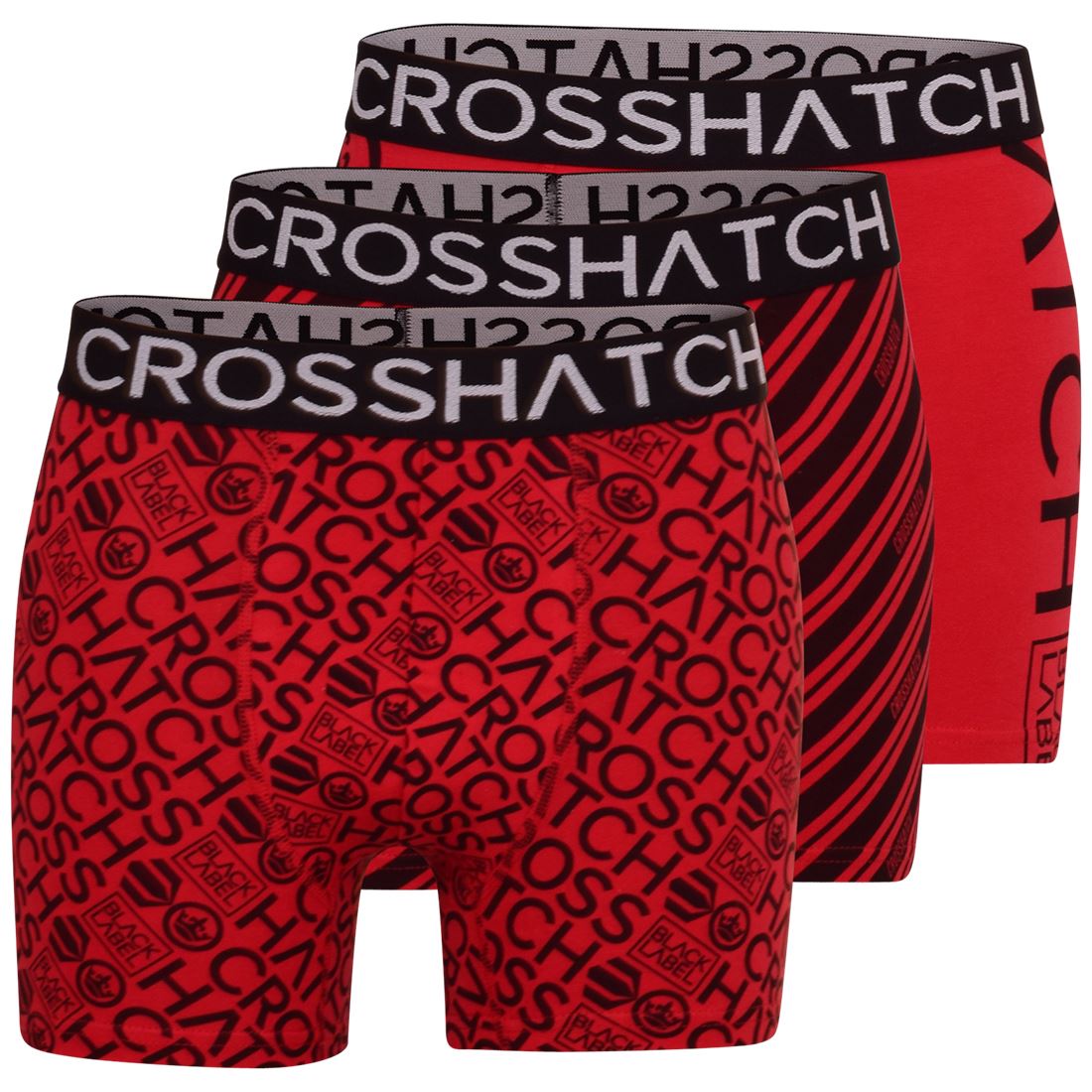 3 Pack Mens Crosshatch Designer Boxer Shorts Boxers Underwear Trunks Gift Box