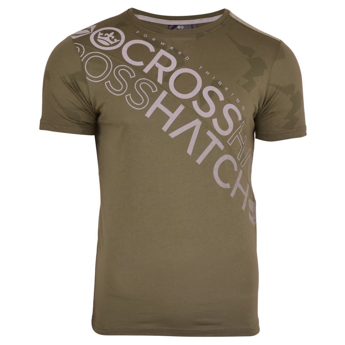 Crosshatch Men's Short Sleeved Crew Neck T Shirt Graphic Large Logo Cotton Tee