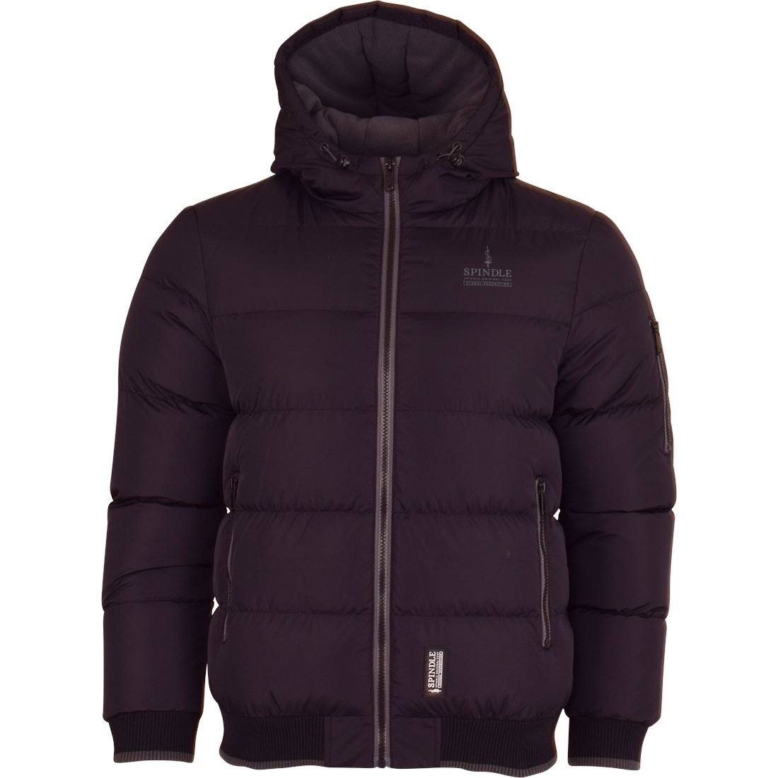 Spindle Children's Boys Padded Winter Coat School Hooded Fleece Lined Jacket Zip Pockets Youths - Black Grey