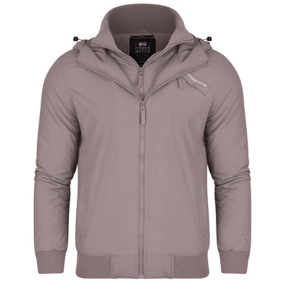 Crosshatch Mens Hooded Jacket | Fleece Lined Body| Double Layer Coat Hoodie Zipped Wind Breaker Zip Pockets